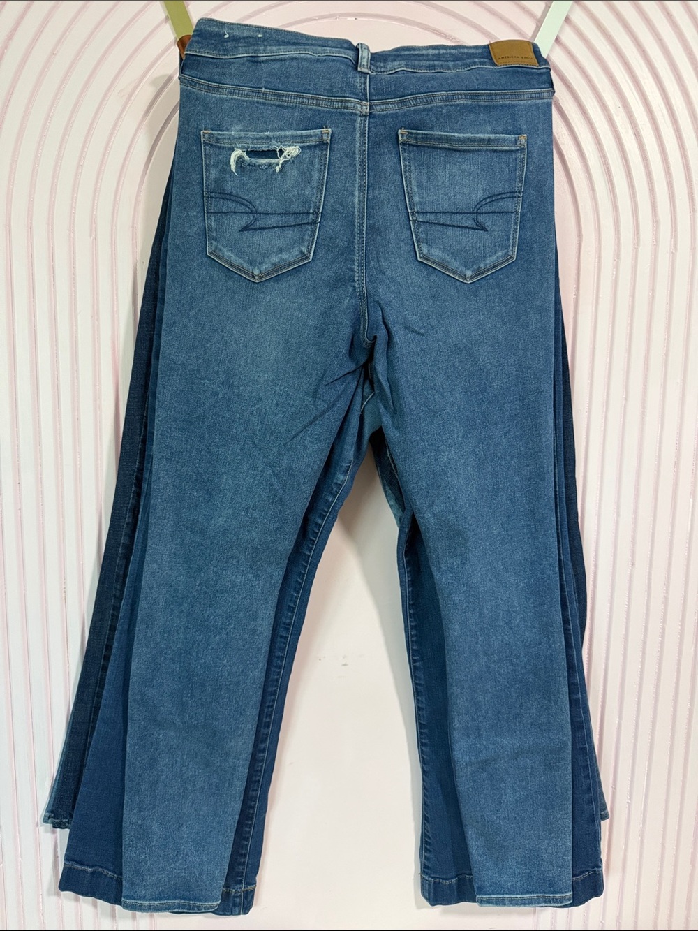 American Eagle Outfitters Blue Distressed Flare Jeans - Picture 8 of 11